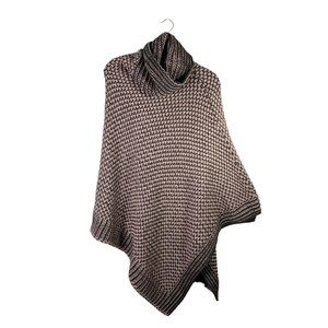 Cocogio Italy Knit Cowl Neck Turtleneck Poncho Wool Blend One Size Fits All